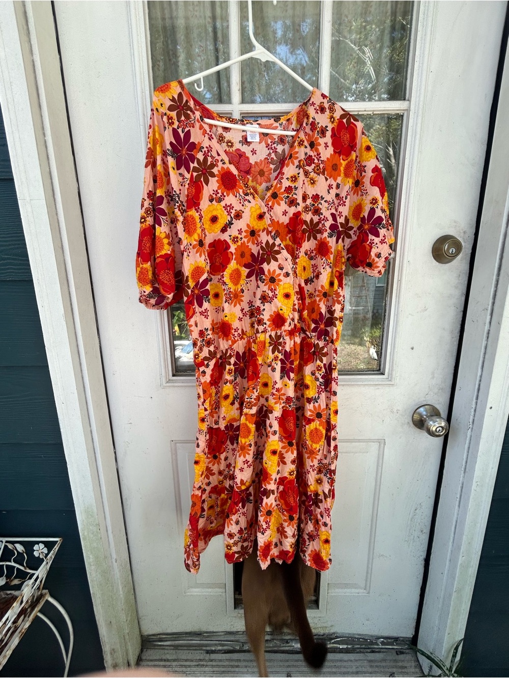 Gymboree Pink Floral Midi Dress with Red & Yellow Blooms